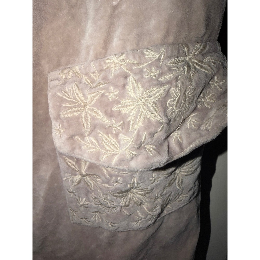 Magnolia Pearl Embroidered Velvet coat Taupe Cotton One Size - Picture 7 of 8